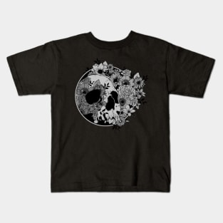 Dark Skulls and Flowers Kids T-Shirt